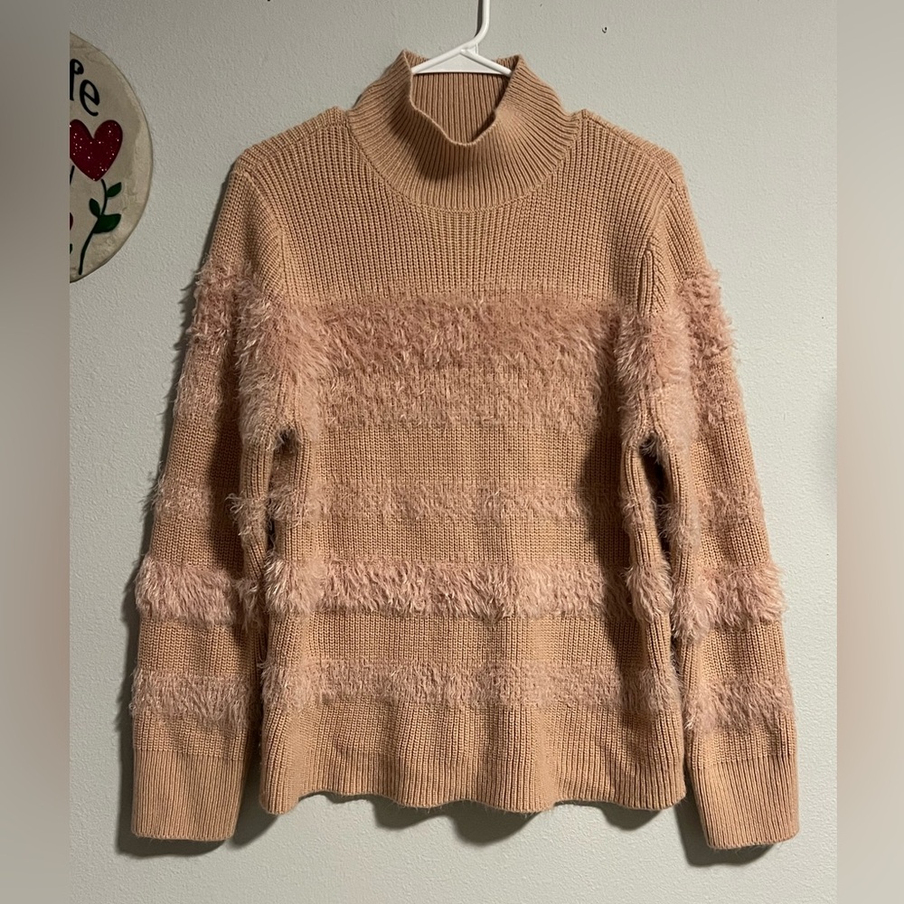 Calvin Klein Women's Beige Textured Turtleneck Sweater